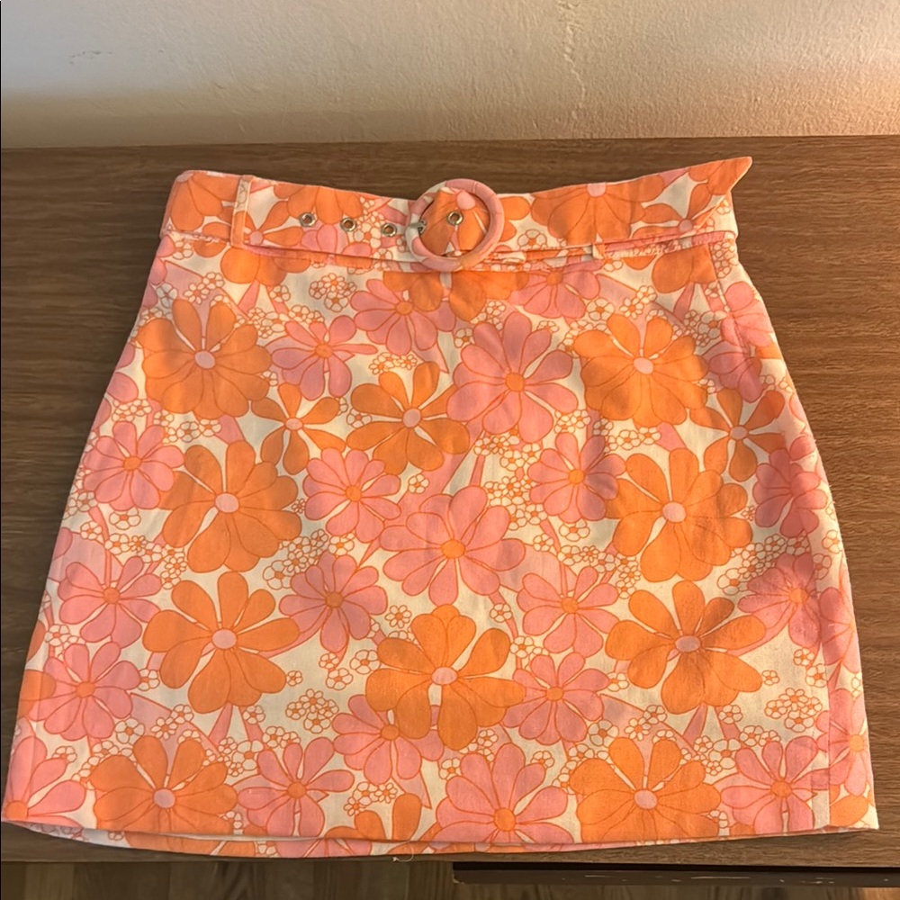 Orange and Pink A-Line Mini Skirt for Resort Wear